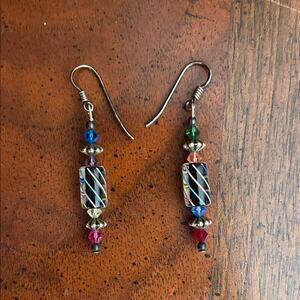 Vintage Fineline Studio Handblown Glass Earrings, Sterling Silver Hooks